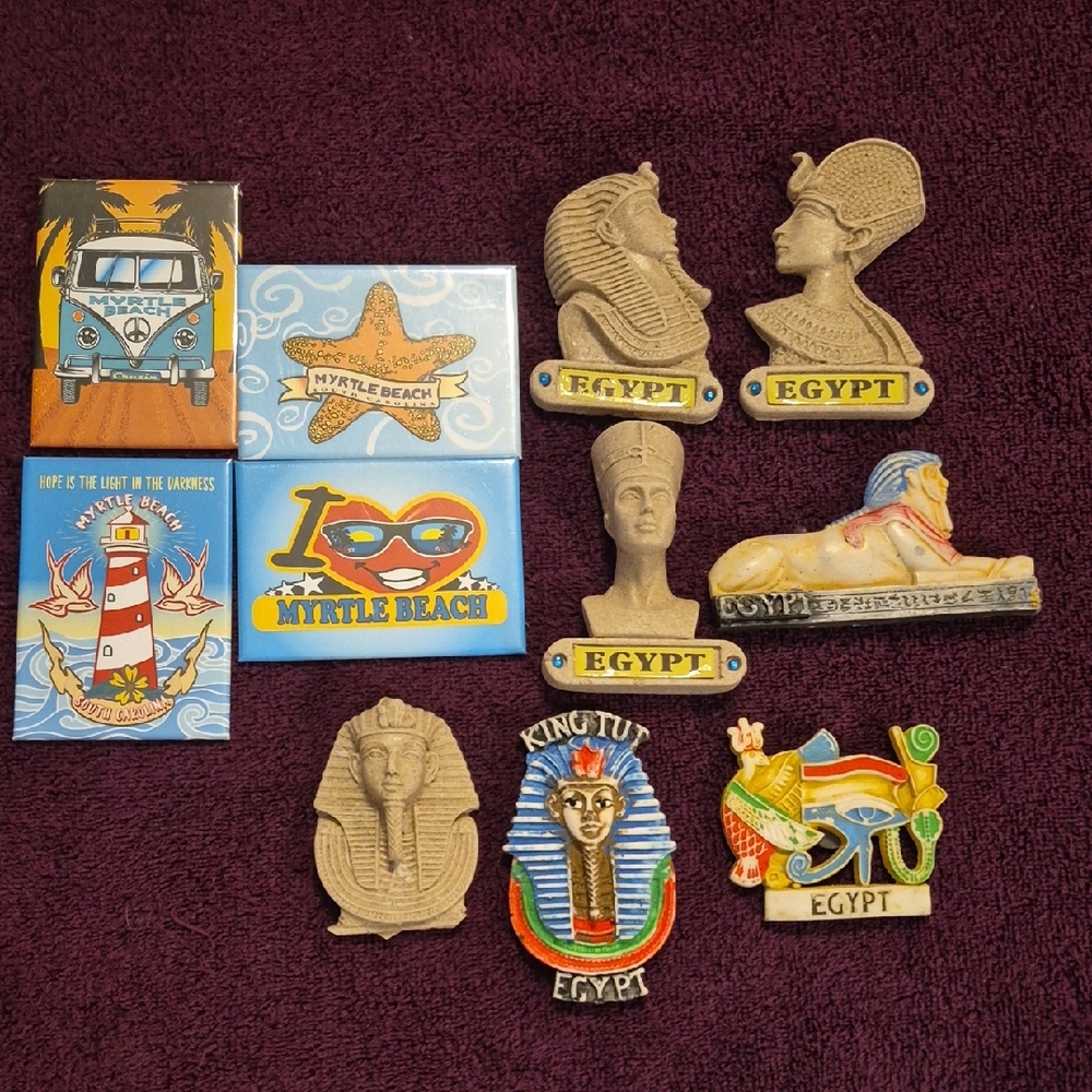 11 Pc Egyptian And Myrtle Beach Magnets Set